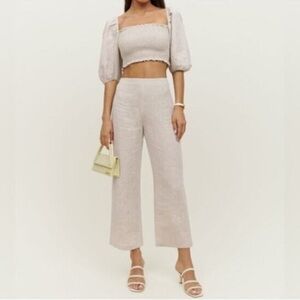 Reformation 100% Linen Elegant Cream Women's Pants & Jumpsuit Set
